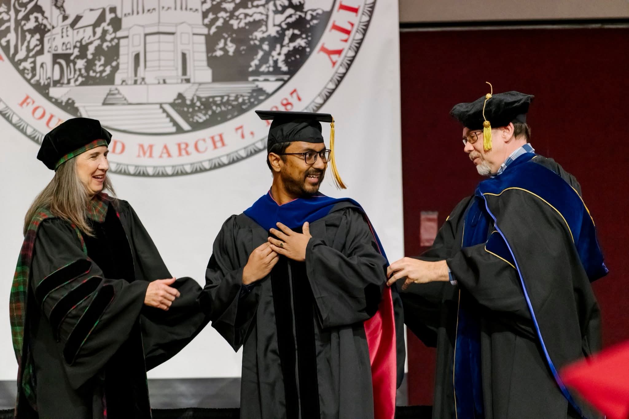 Smitom Borah with Dr. Daniel Obenour at NC State CCEE graduation
